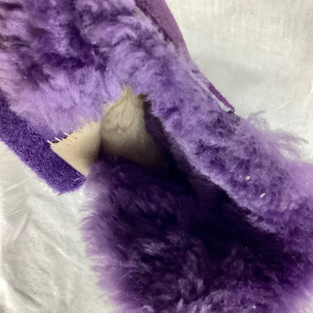 Ugg Suede Baby Toddler Hightop Boots Size 6 Faux Fur Purple